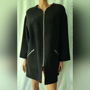 Emanuel Ungaro Vintage Black Red Revesible Jacket Blazer Zip-Up Petite Sz L